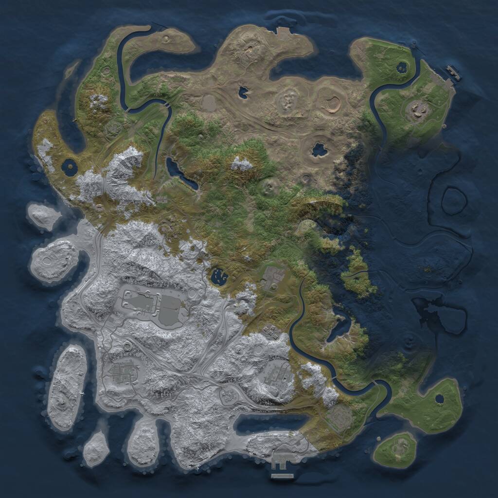 Rust Map: Procedural Map, Size: 4500, Seed: 1928735424, 16 Monuments