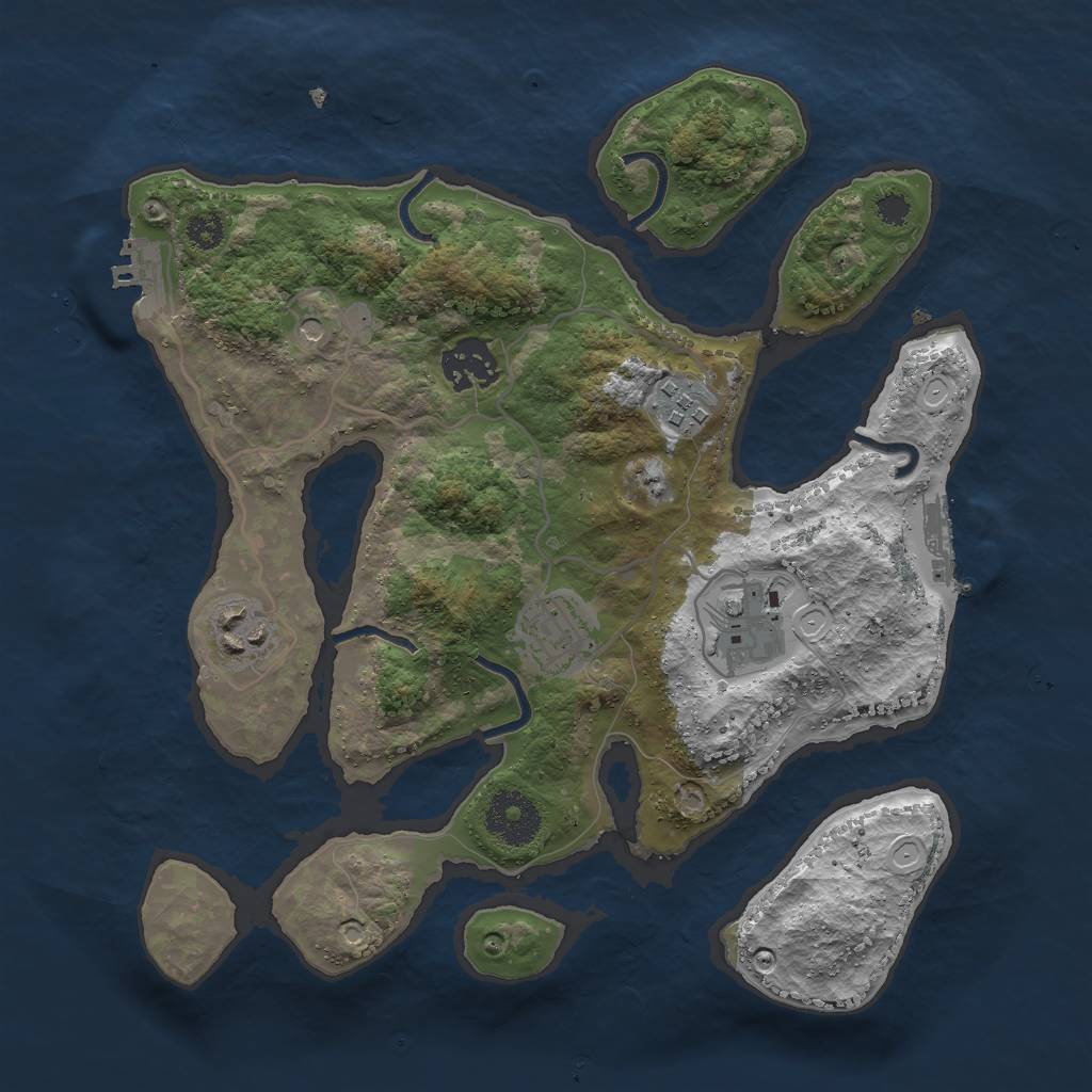 Rust Map: Procedural Map, Size: 3000, Seed: 884855662, 16 Monuments