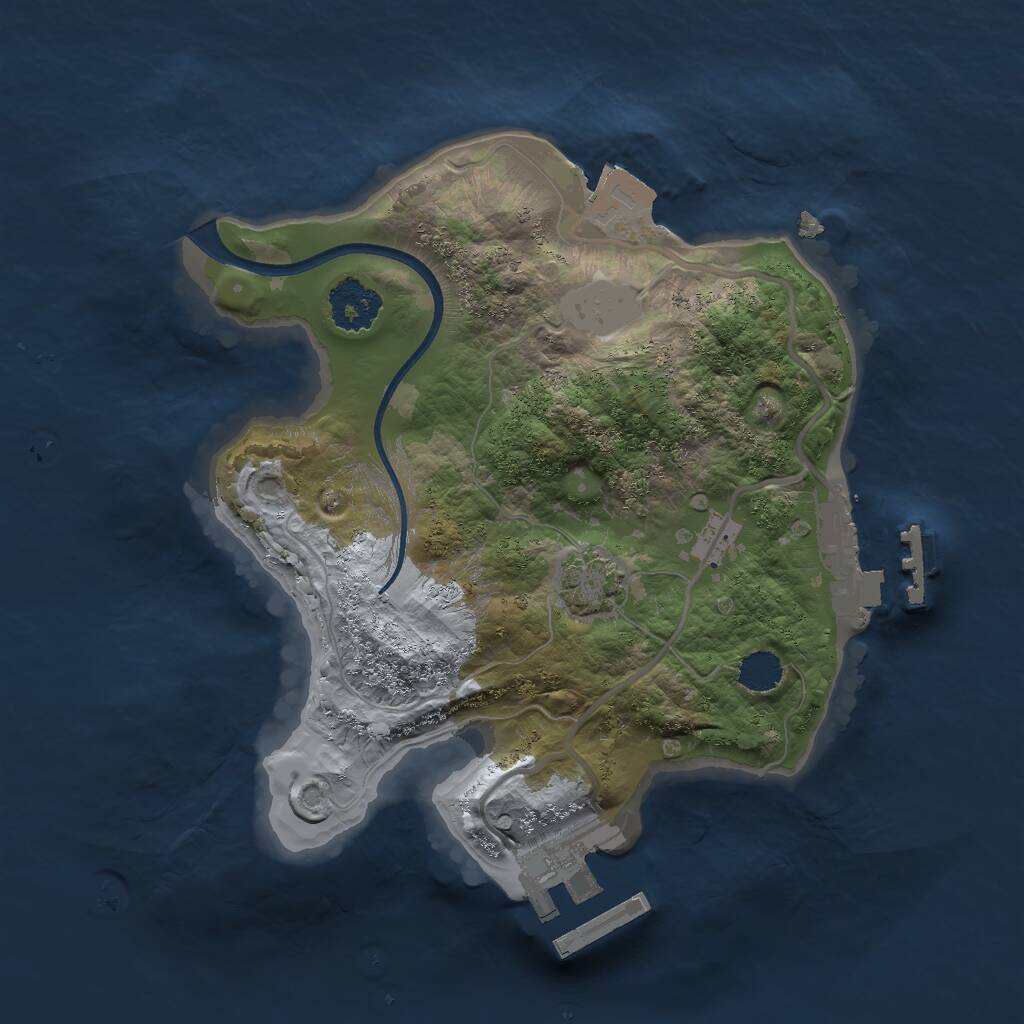 Rust Map: Procedural Map, Size: 2000, Seed: 15285688, 4 Monuments