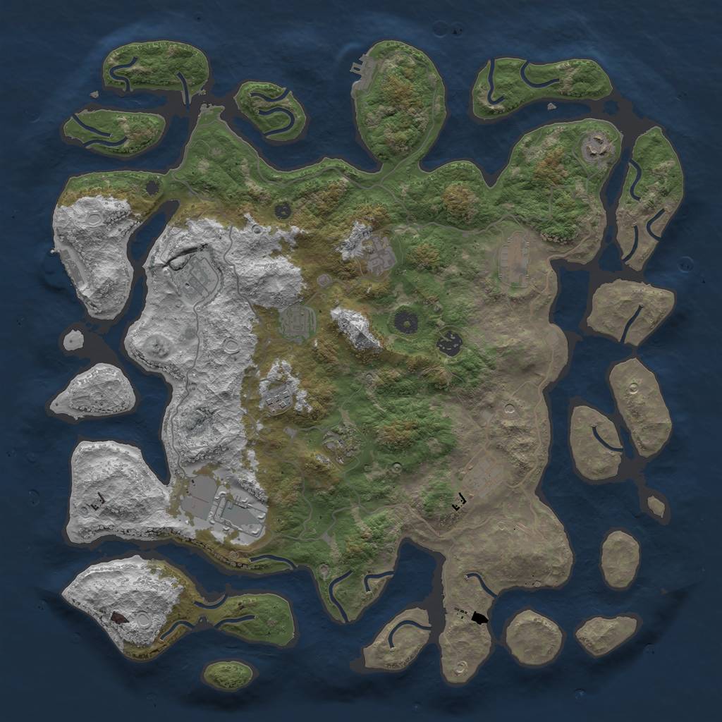 Rust Map: Procedural Map, Size: 4500, Seed: 198601360, 21 Monuments