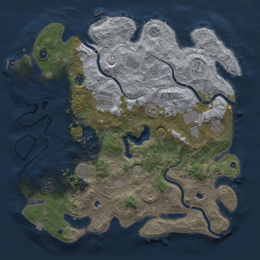 Rust Map: Procedural Map, Size: 4500, Seed: 1209381029, 16 Monuments