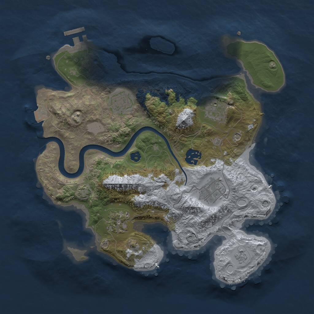 Rust Map: Procedural Map, Size: 3000, Seed: 7264, 10 Monuments