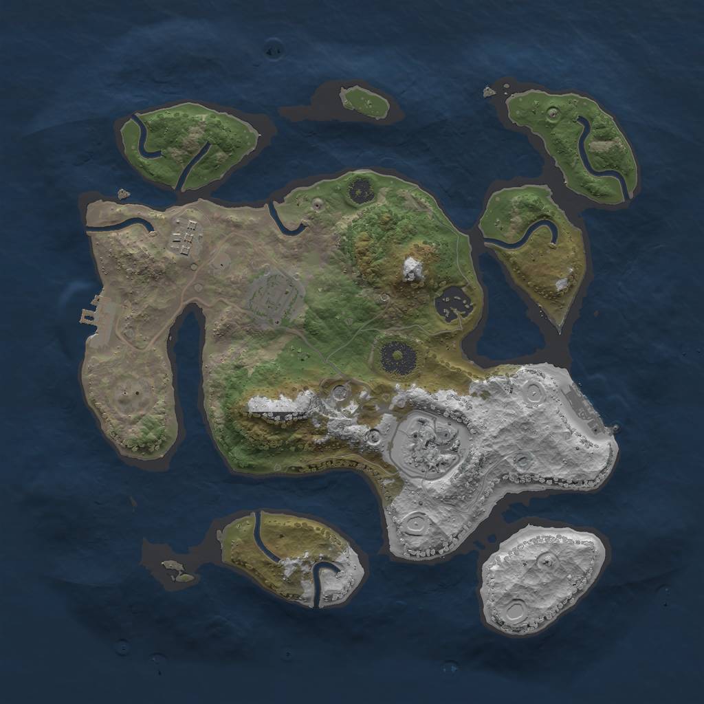 Rust Map: Procedural Map, Size: 3000, Seed: 7264, 15 Monuments