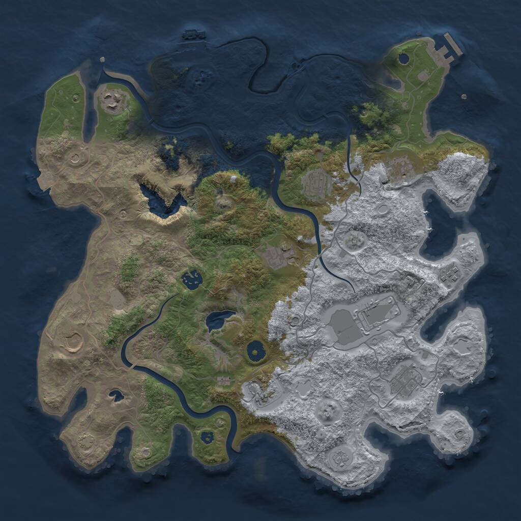 Rust Map: Procedural Map, Size: 4000, Seed: 25484369, 16 Monuments