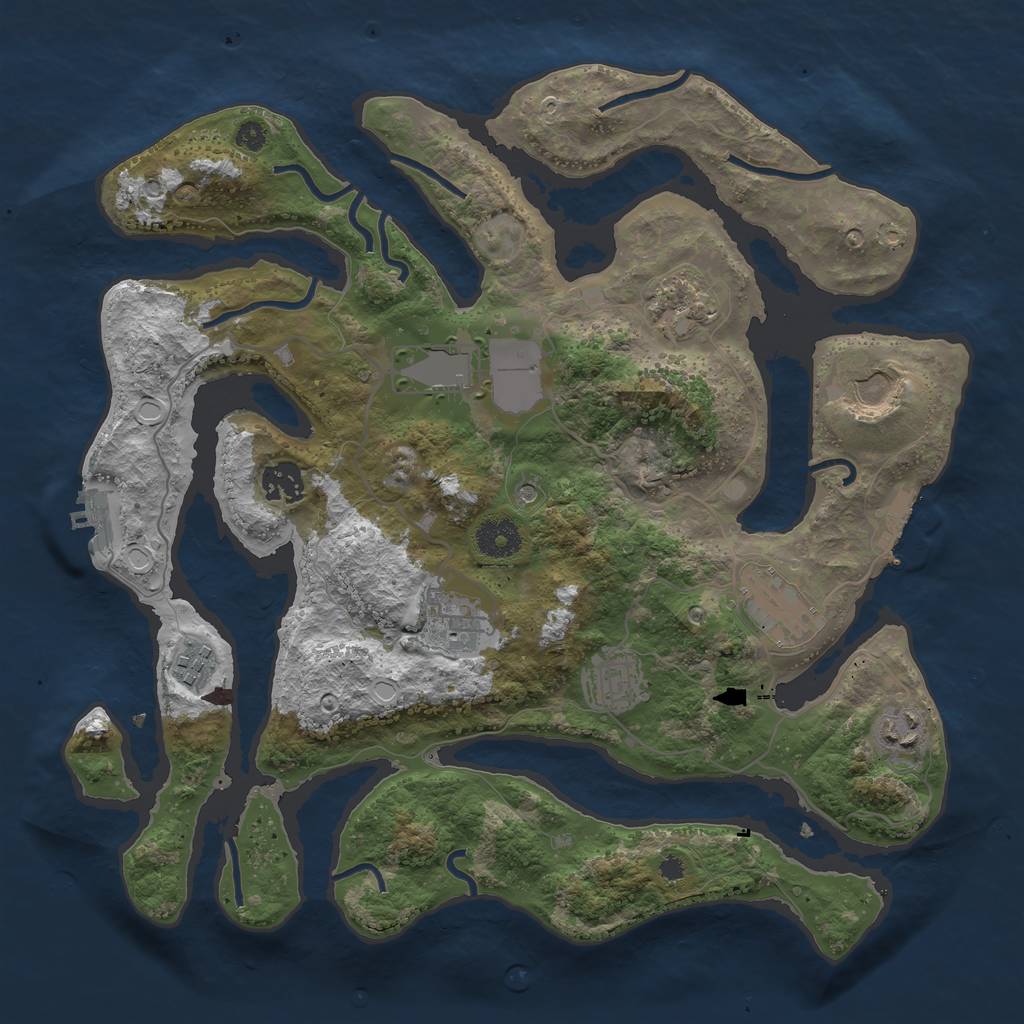 Rust Map: Procedural Map, Size: 3600, Seed: 887879655, 20 Monuments