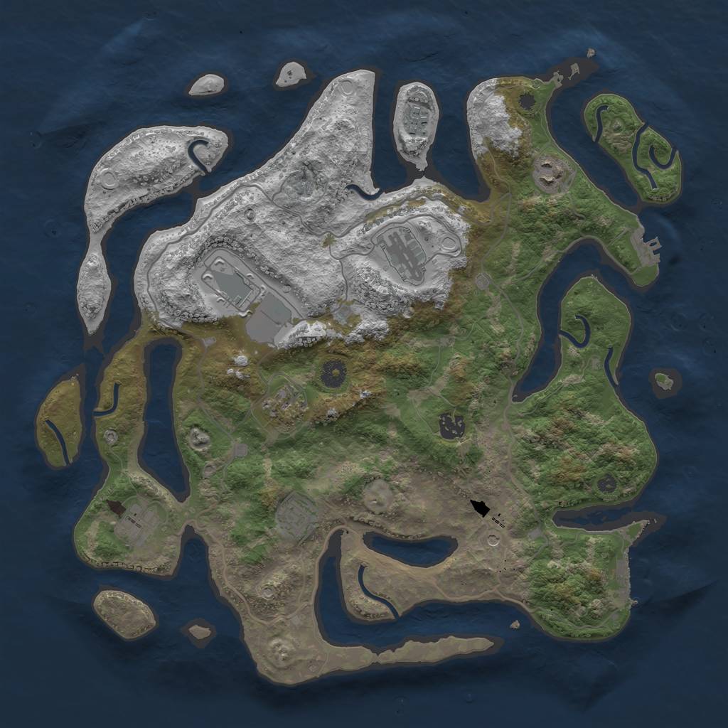 Rust Map: Procedural Map, Size: 4000, Seed: 712642, 19 Monuments