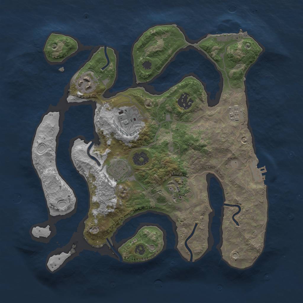 Rust Map: Procedural Map, Size: 3000, Seed: 307047321, 16 Monuments
