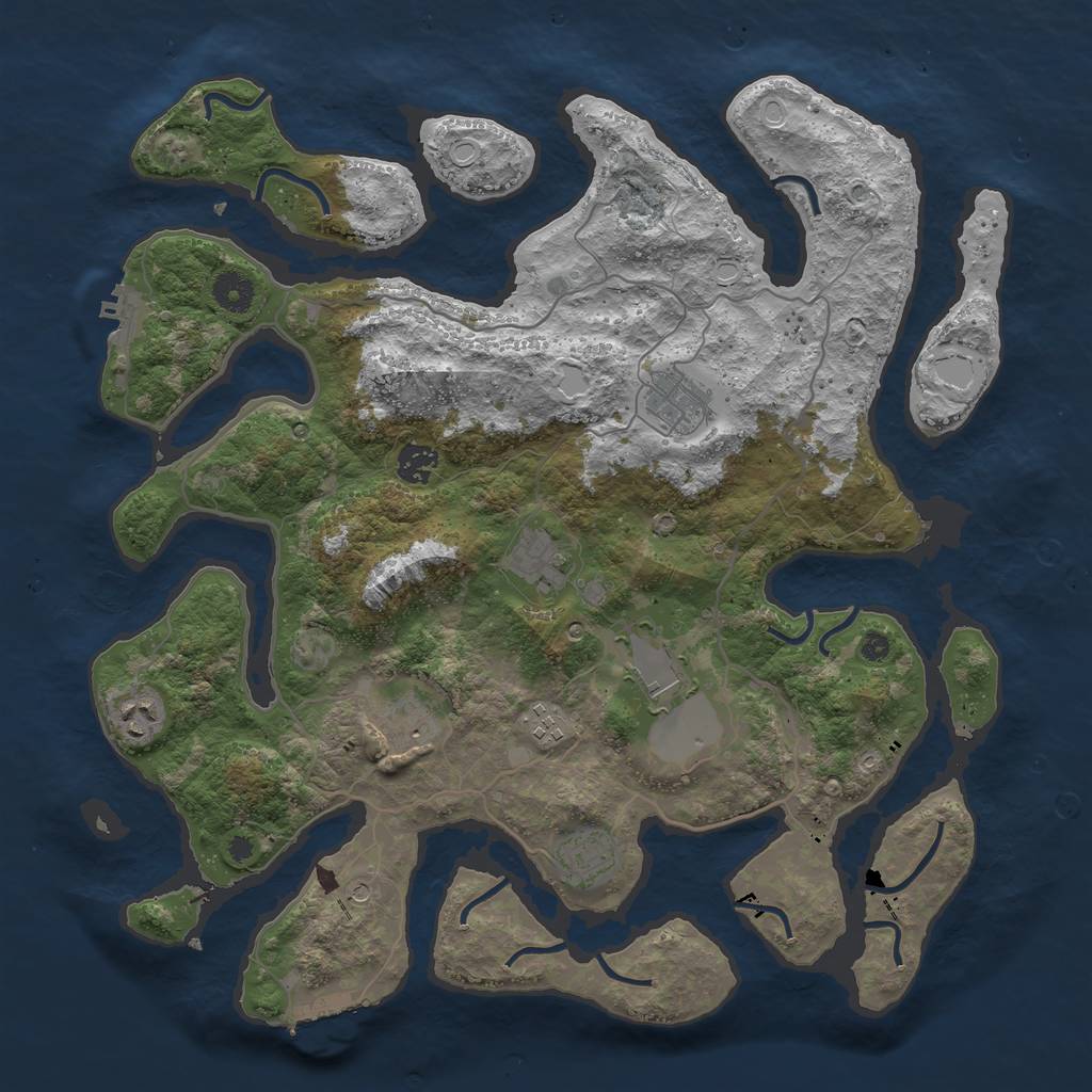 Rust Map: Procedural Map, Size: 4000, Seed: 32491, 19 Monuments