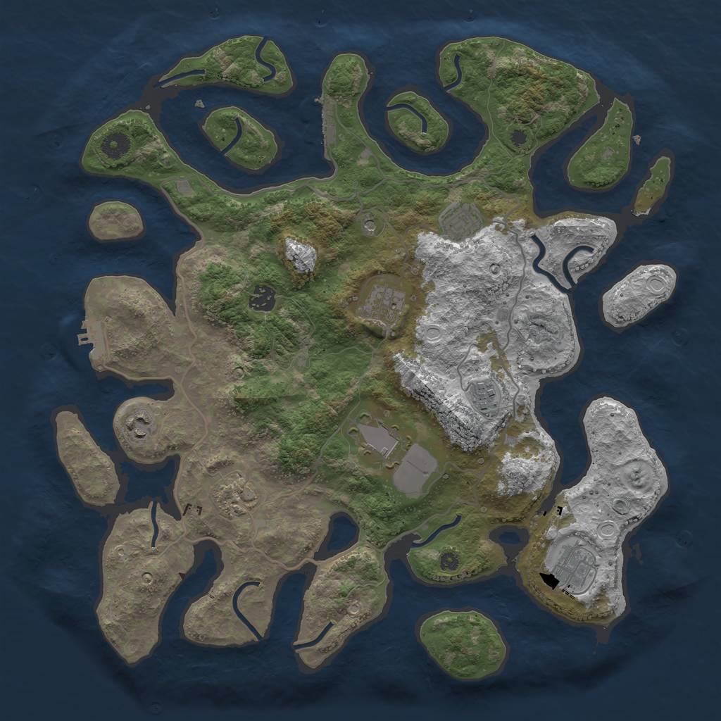Rust Map: Procedural Map, Size: 4000, Seed: 1905994887, 19 Monuments