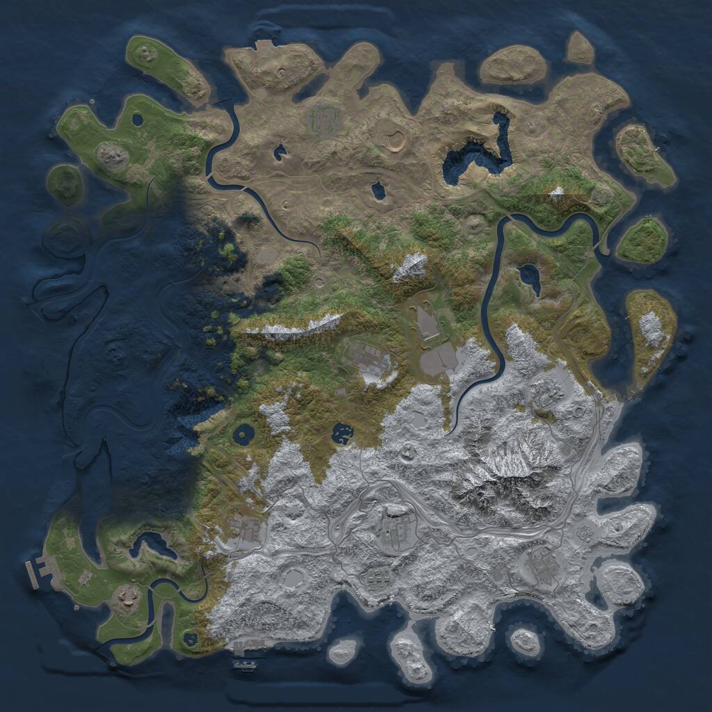 Rust Map: Procedural Map, Size: 5000, Seed: 56743, 17 Monuments