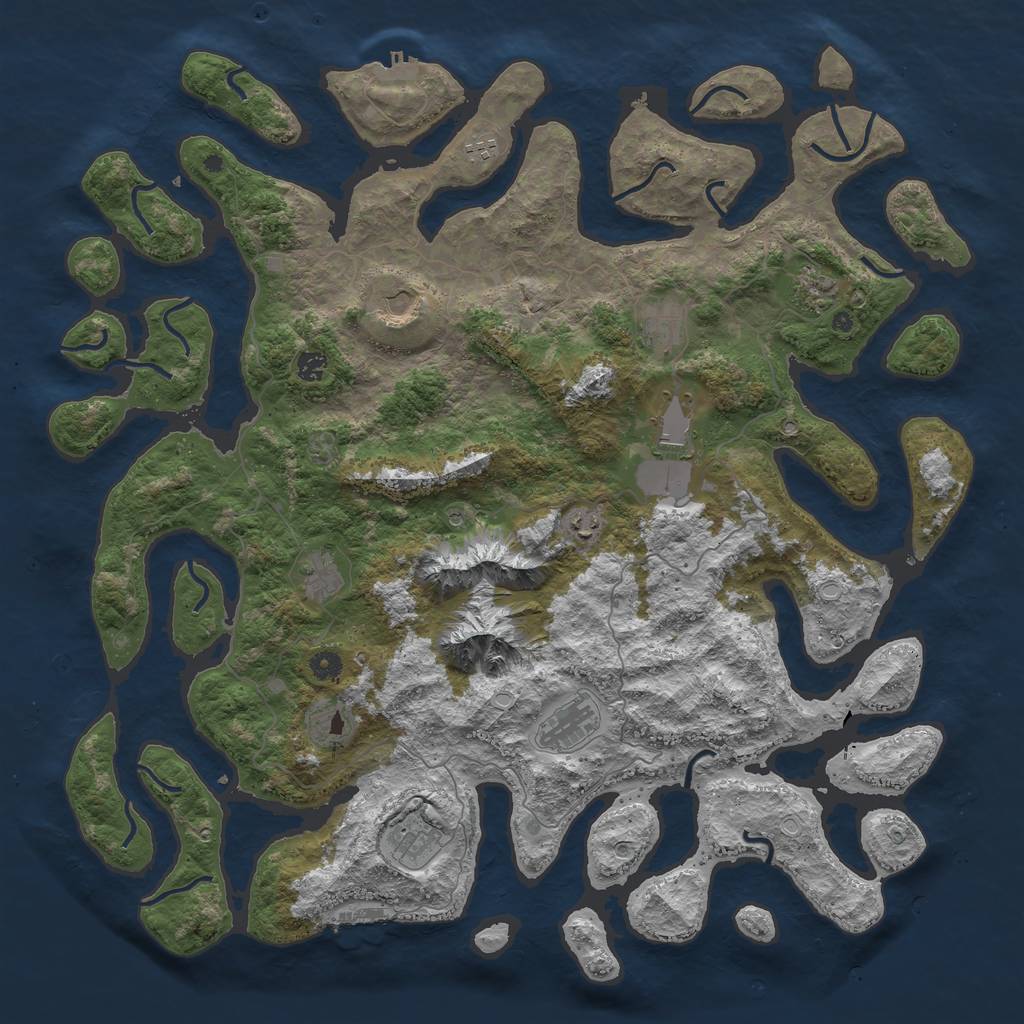 Rust Map: Procedural Map, Size: 5000, Seed: 56743, 22 Monuments