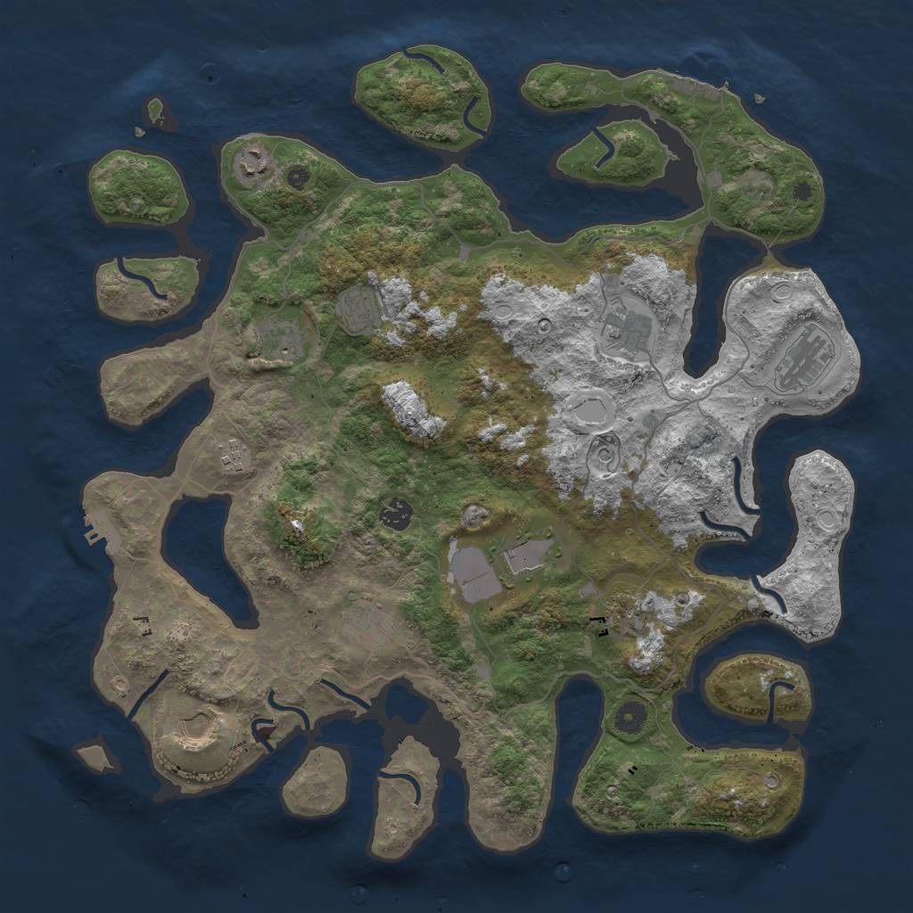 Rust Map: Procedural Map, Size: 4300, Seed: 1703497879, 22 Monuments