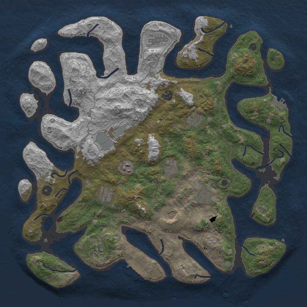 Rust Map: Procedural Map, Size: 4500, Seed: 607993285, 22 Monuments