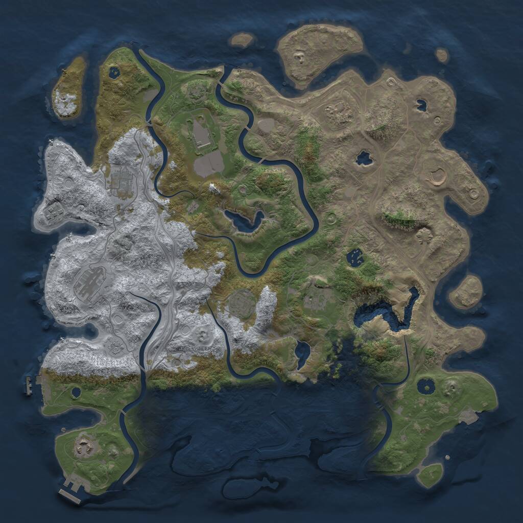 Rust Map: Procedural Map, Size: 4500, Seed: 1064135464, 16 Monuments