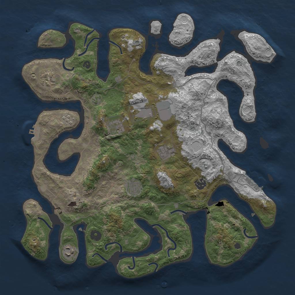 Rust Map: Procedural Map, Size: 4000, Seed: 678127, 19 Monuments