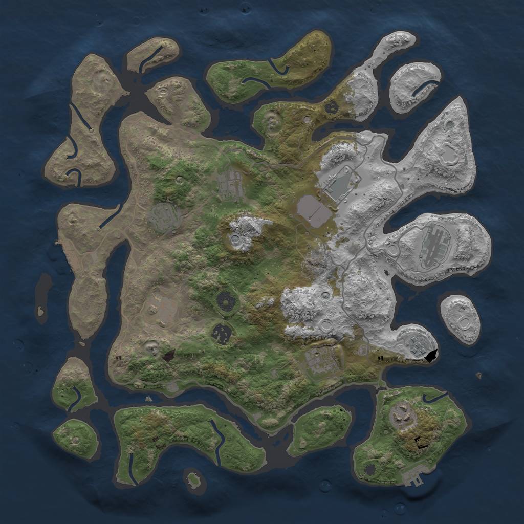 Rust Map: Procedural Map, Size: 4000, Seed: 612458, 20 Monuments
