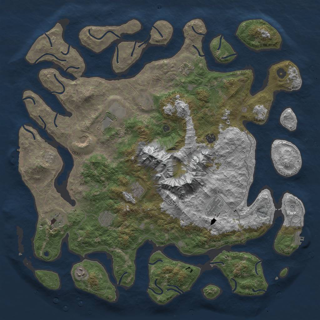 Rust Map: Procedural Map, Size: 5000, Seed: 930391097, 22 Monuments