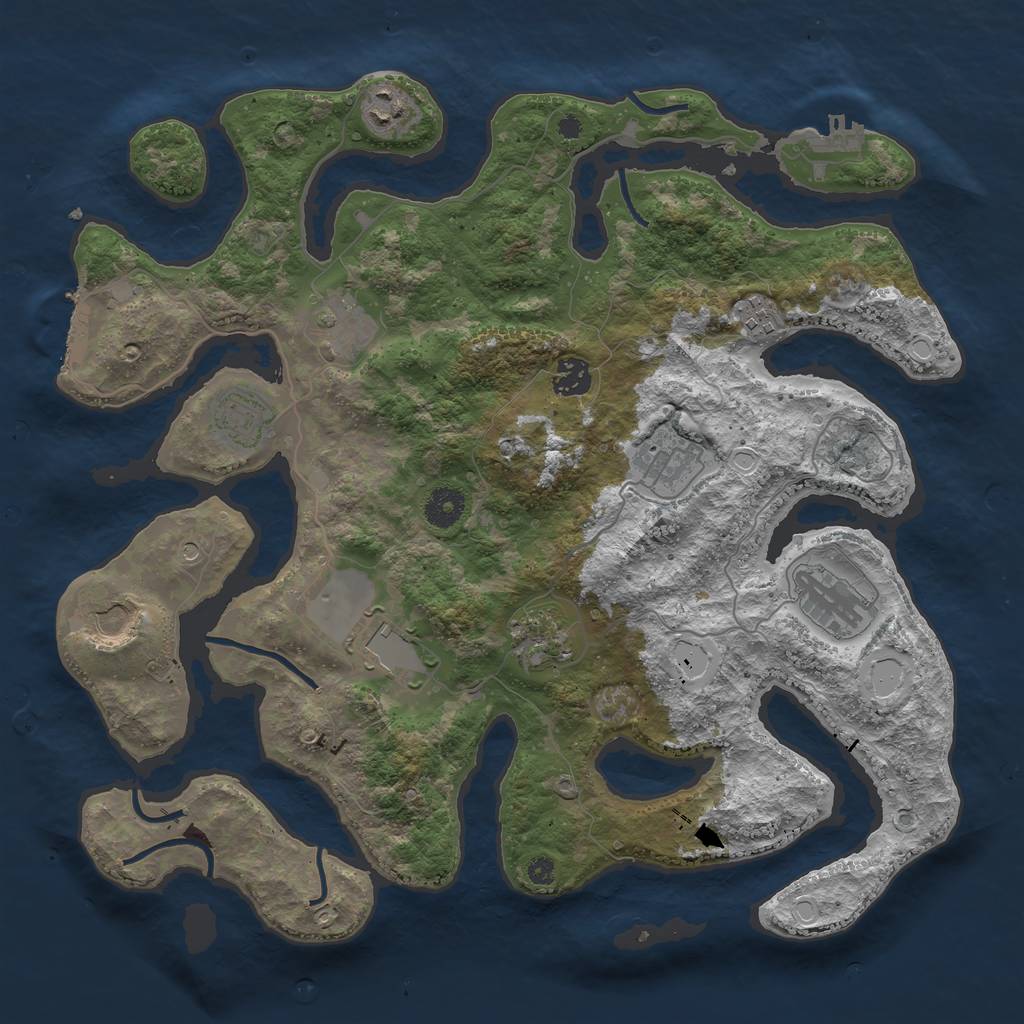 Rust Map: Procedural Map, Size: 3850, Seed: 1154137573, 21 Monuments