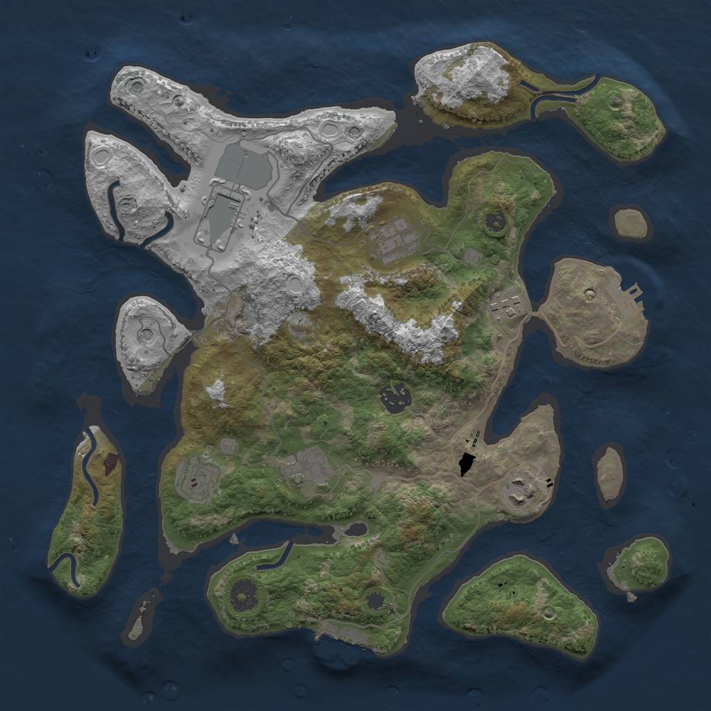 Rust Map: Procedural Map, Size: 3500, Seed: 307385, 18 Monuments