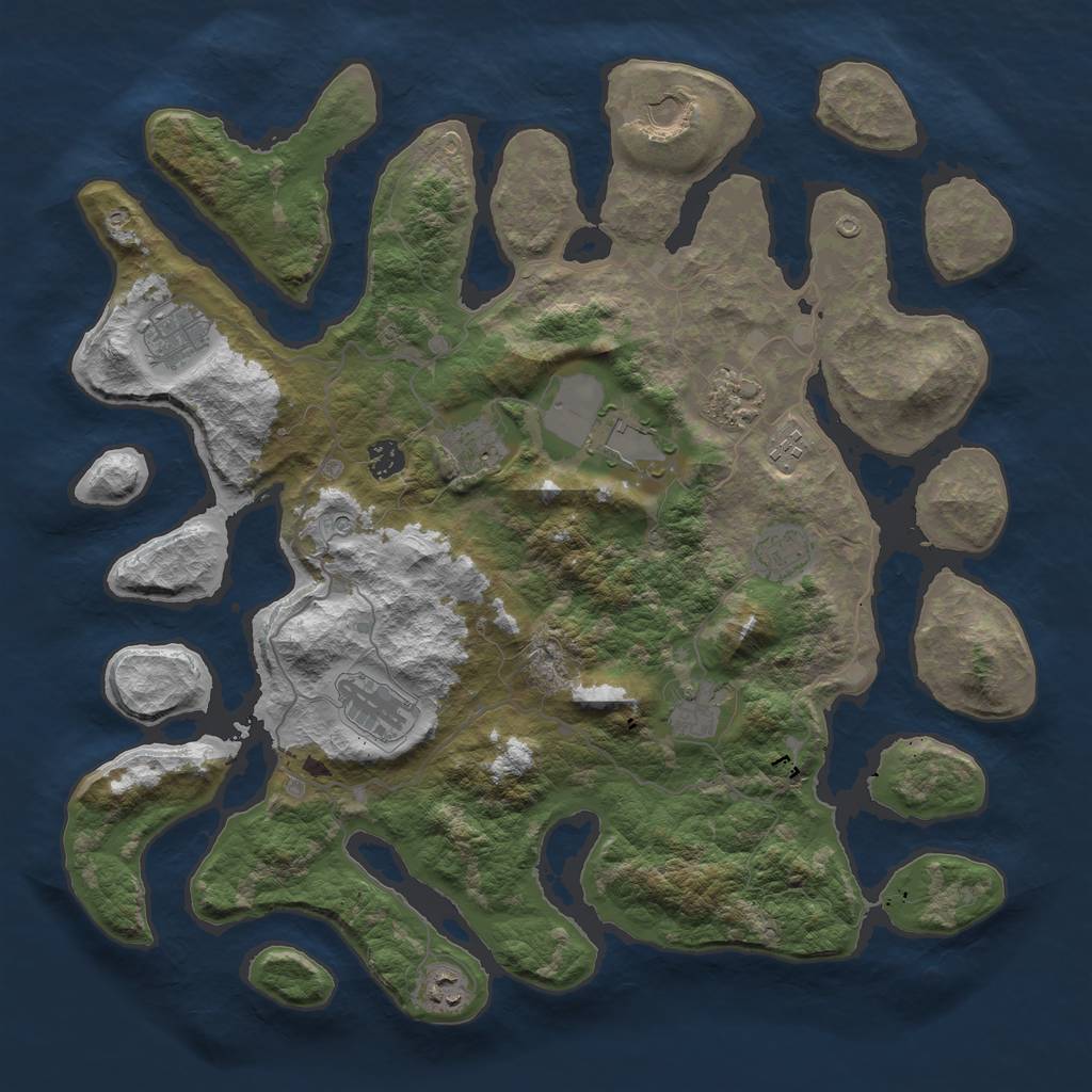 Rust Map: Barren, Size: 4250, Seed: 724975664, 14 Monuments