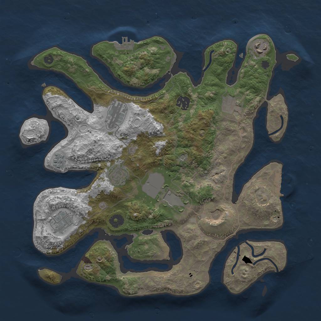 Rust Map: Procedural Map, Size: 3500, Seed: 558895609, 20 Monuments