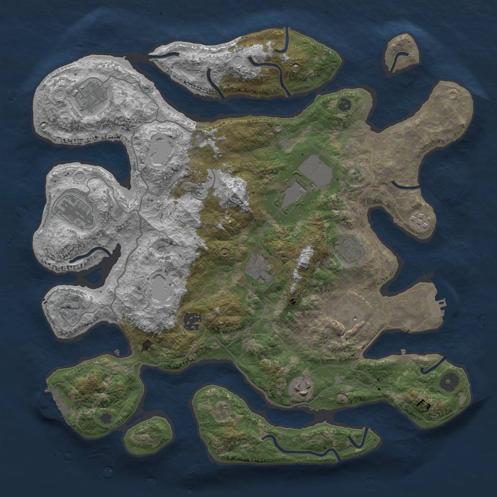 Rust Map: Procedural Map, Size: 4000, Seed: 871967, 21 Monuments