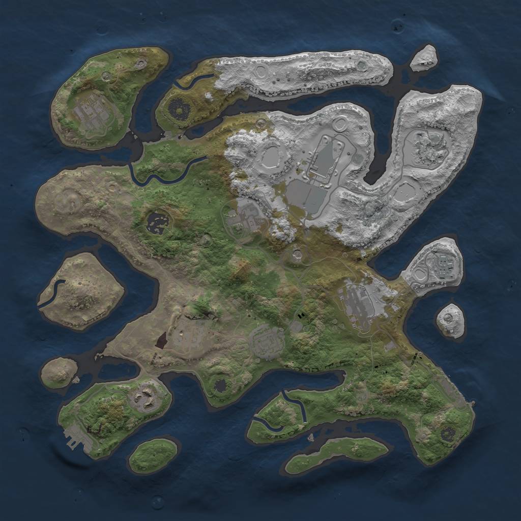 Rust Map: Procedural Map, Size: 3500, Seed: 231385451, 21 Monuments