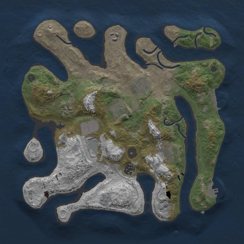 Rust Map: Procedural Map, Size: 3500, Seed: 1152638696, 19 Monuments