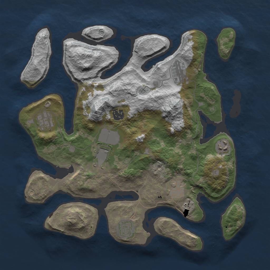 Rust Map: Barren, Size: 3500, Seed: 892, 11 Monuments