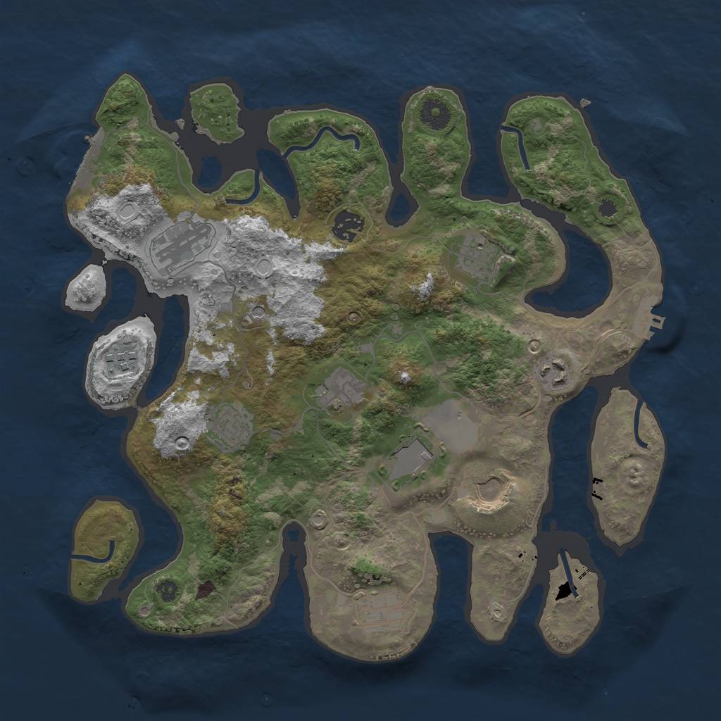 Rust Map: Procedural Map, Size: 3550, Seed: 485991847, 21 Monuments