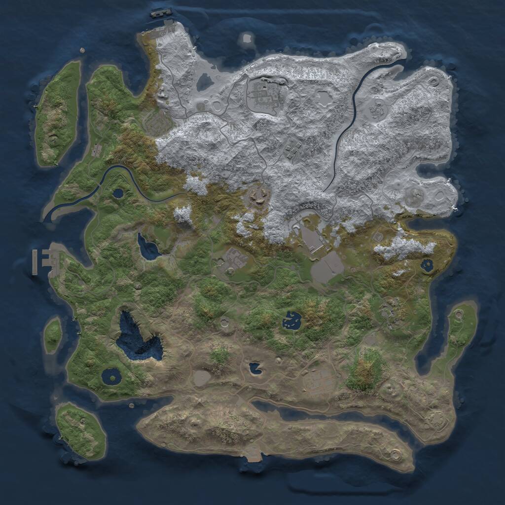 Rust Map: Procedural Map, Size: 4000, Seed: 5046, 15 Monuments