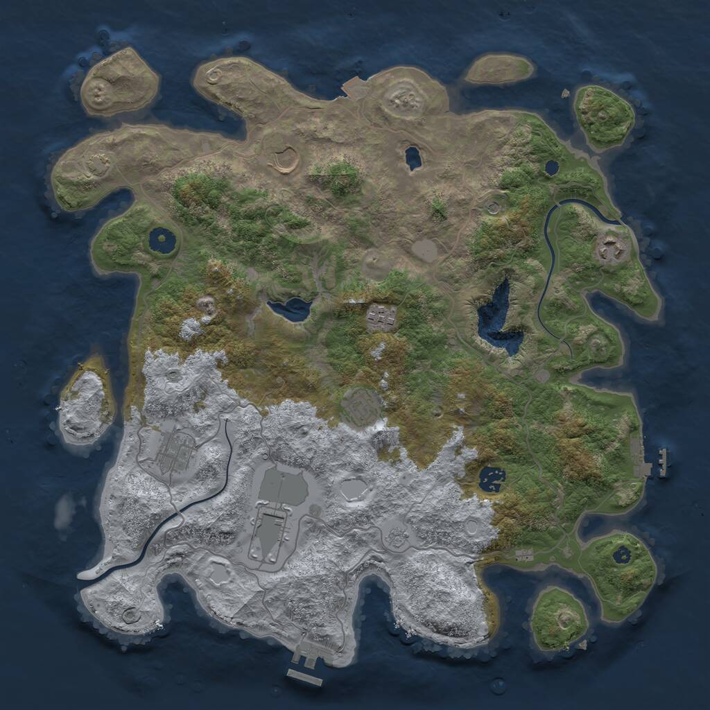 Rust Map: Procedural Map, Size: 4000, Seed: 867840117, 13 Monuments