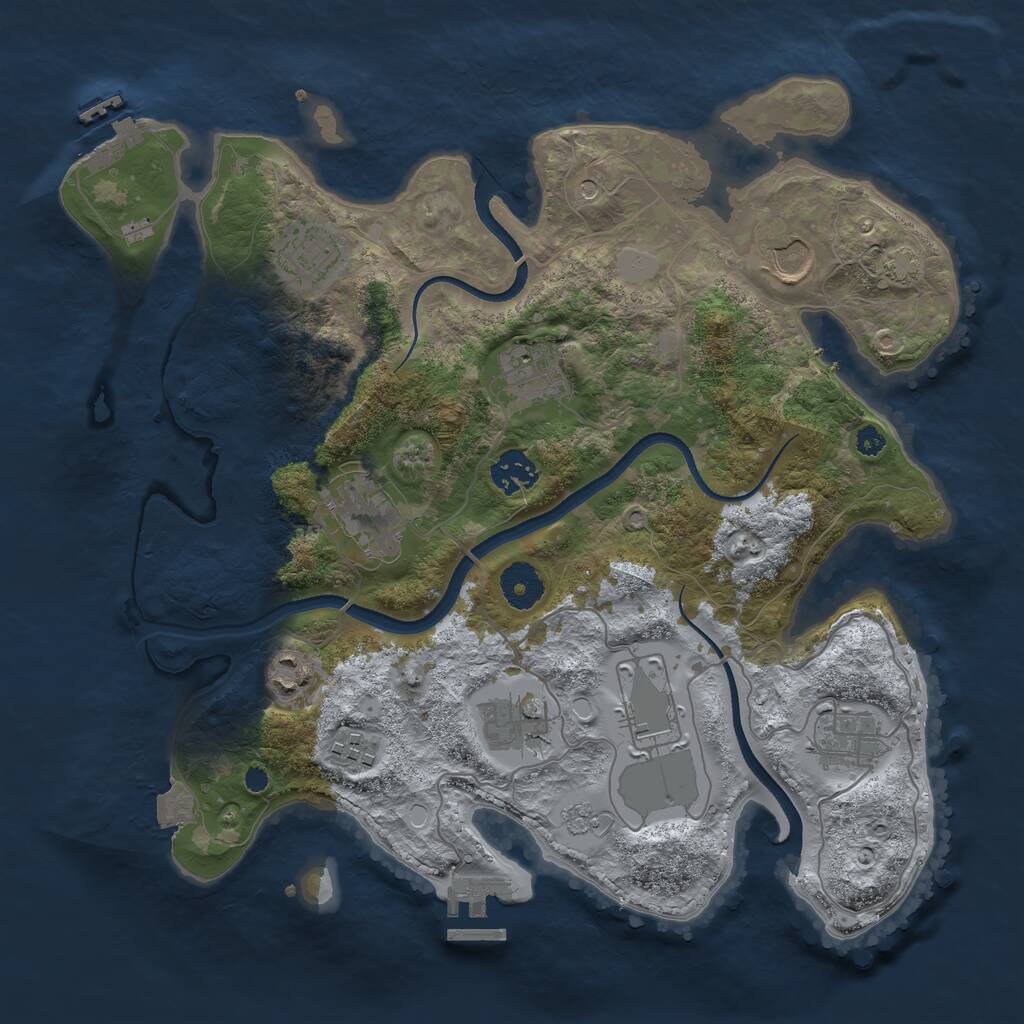 Rust Map: Procedural Map, Size: 3500, Seed: 839071645, 16 Monuments