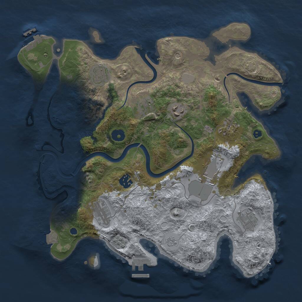 Rust Map: Procedural Map, Size: 3500, Seed: 839071645, 15 Monuments