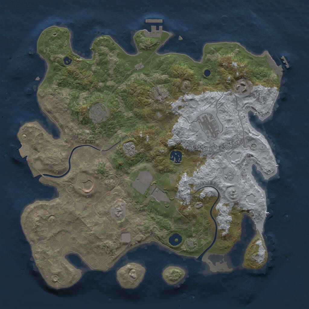 Rust Map: Procedural Map, Size: 3700, Seed: 1561355650, 13 Monuments