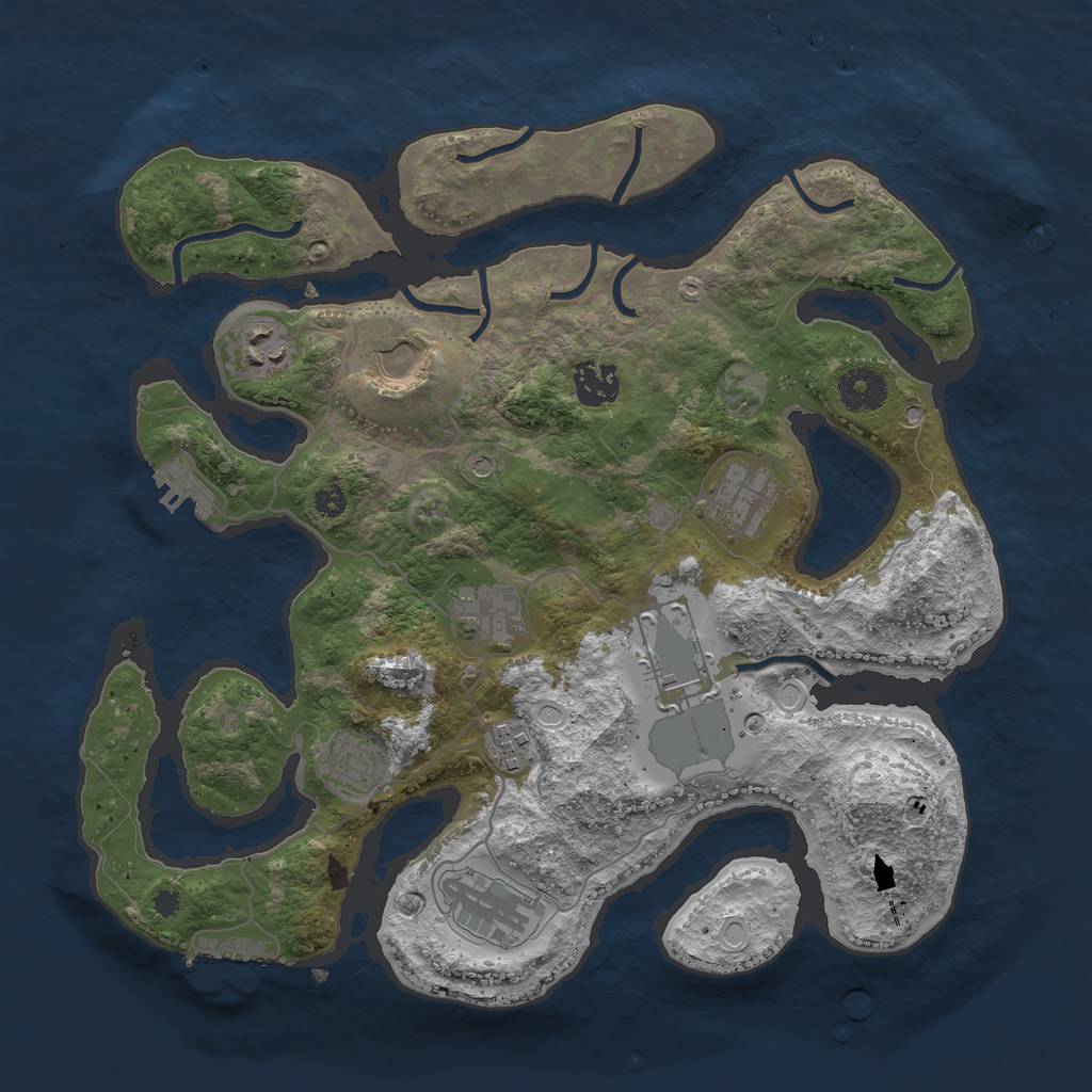Rust Map: Procedural Map, Size: 3500, Seed: 1203649303, 20 Monuments