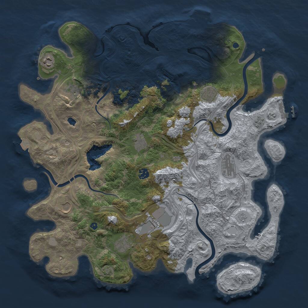 Rust Map: Procedural Map, Size: 4250, Seed: 51854, 16 Monuments