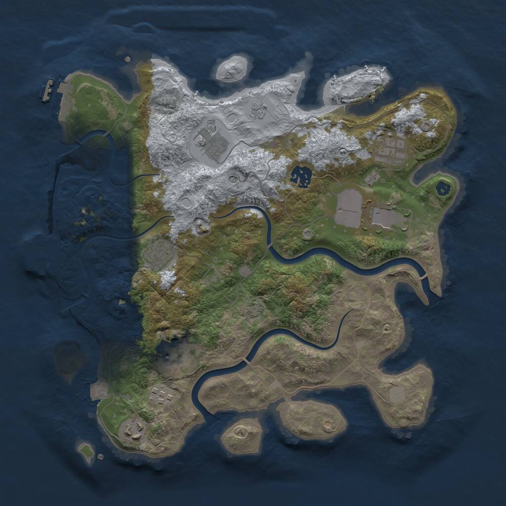 Rust Map: Procedural Map, Size: 3500, Seed: 30002, 14 Monuments