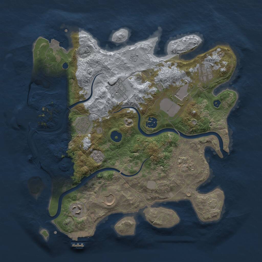 Rust Map: Procedural Map, Size: 3500, Seed: 30002, 15 Monuments
