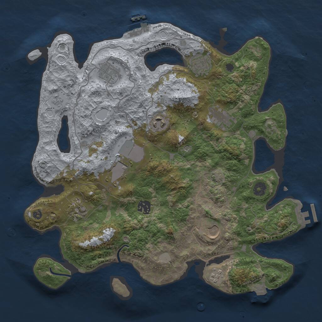 Rust Map: Procedural Map, Size: 3500, Seed: 1987423256, 15 Monuments