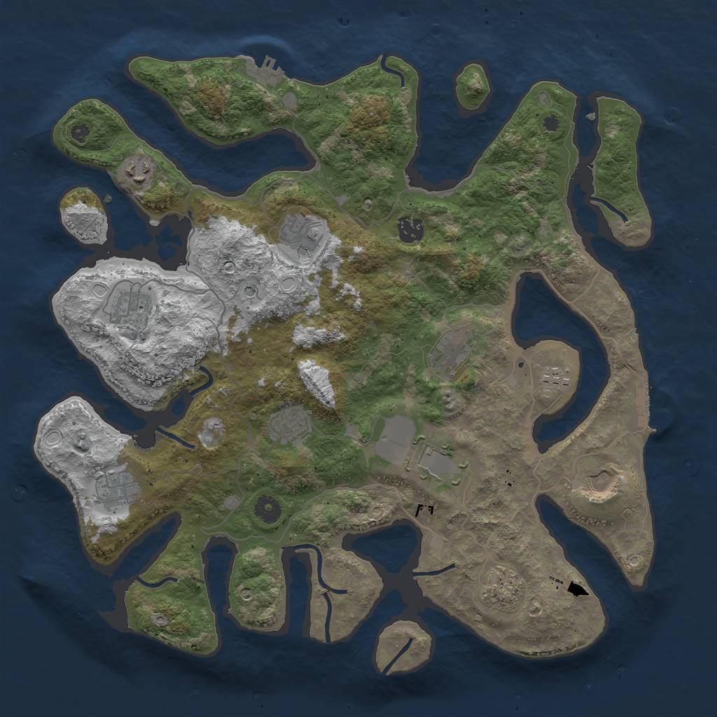 Rust Map: Procedural Map, Size: 4000, Seed: 1046074293, 22 Monuments