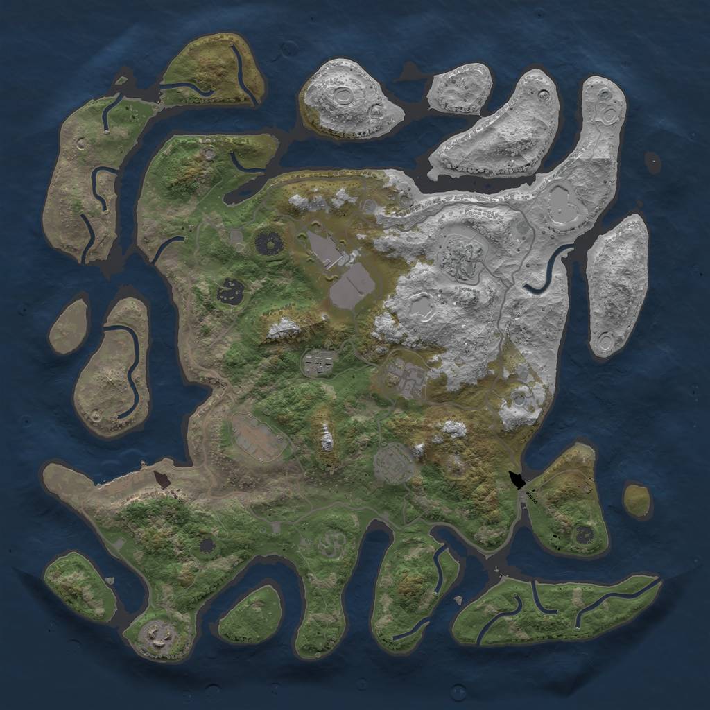 Rust Map: Procedural Map, Size: 4000, Seed: 23030102, 18 Monuments