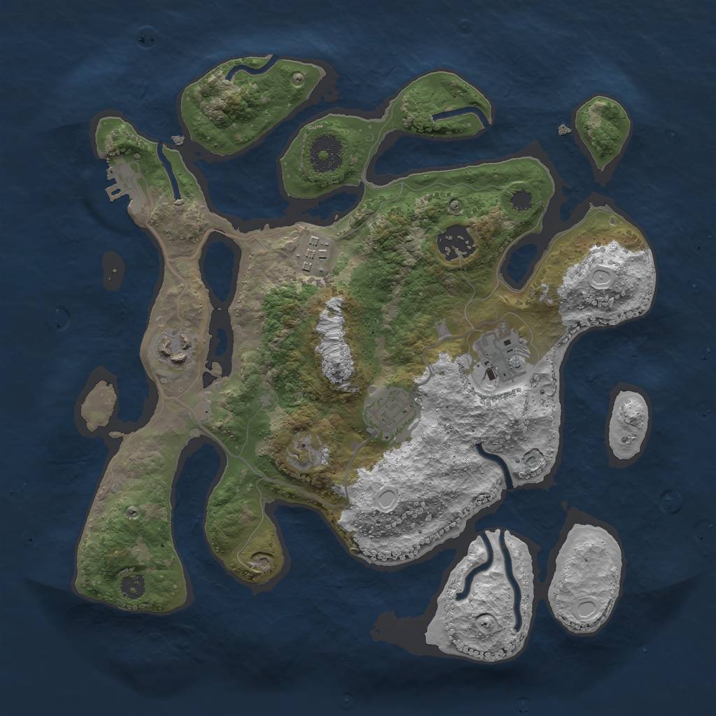 Rust Map: Procedural Map, Size: 3000, Seed: 487213349, 14 Monuments