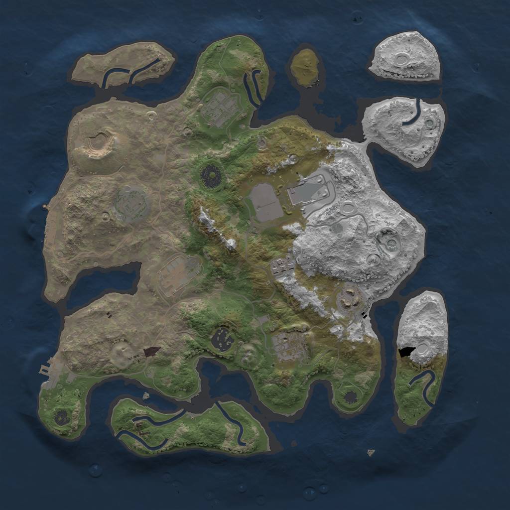 Rust Map: Procedural Map, Size: 3500, Seed: 429645103, 20 Monuments