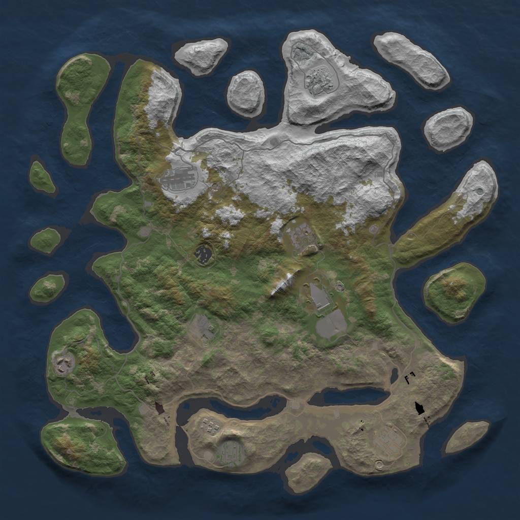 Rust Map: Barren, Size: 4500, Seed: 14895, 13 Monuments