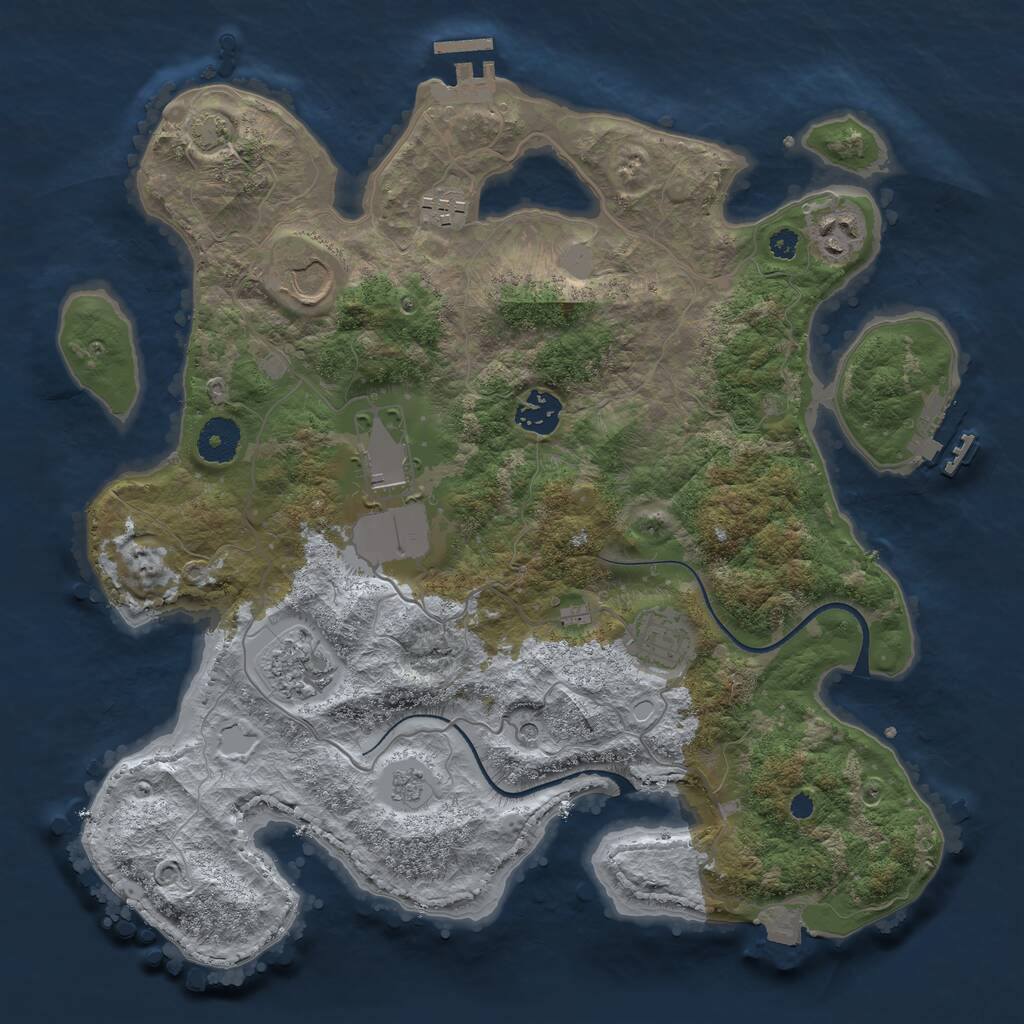 Rust Map: Procedural Map, Size: 3501, Seed: 2147483647, 13 Monuments
