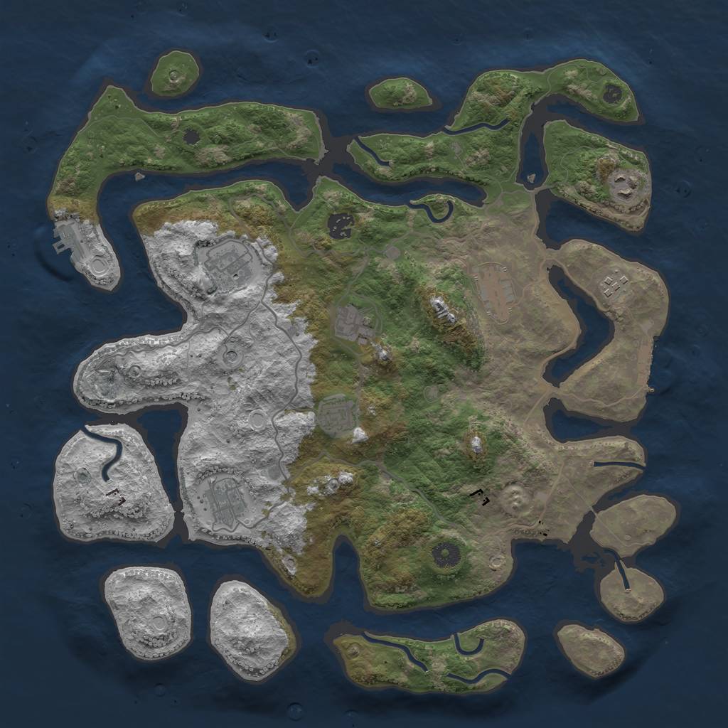 Rust Map: Procedural Map, Size: 4000, Seed: 27296121, 19 Monuments