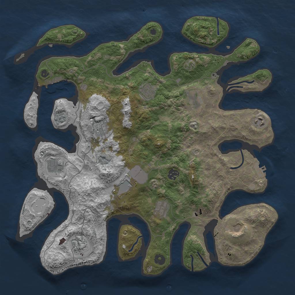 Rust Map: Procedural Map, Size: 4050, Seed: 664690727, 22 Monuments