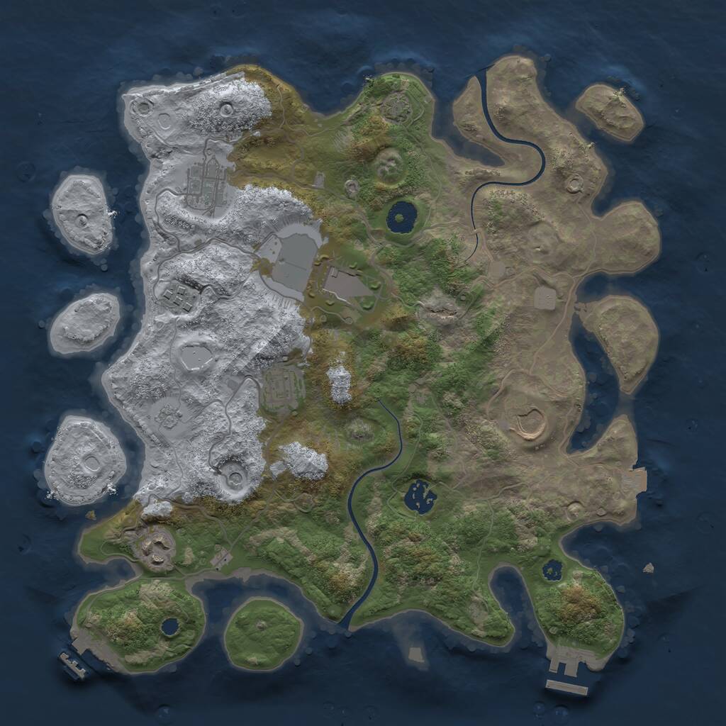 Rust Map: Procedural Map, Size: 3500, Seed: 543453, 13 Monuments