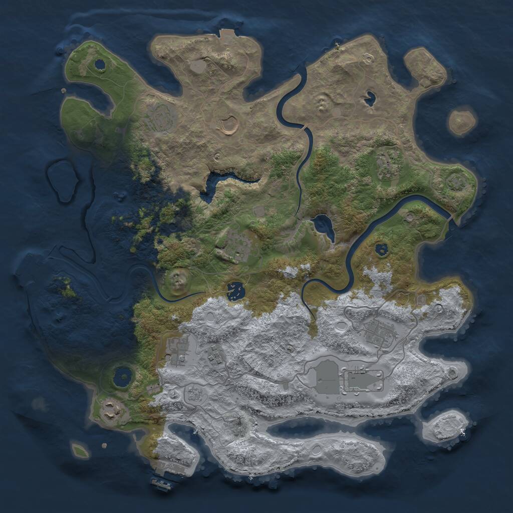 Rust Map: Procedural Map, Size: 4000, Seed: 5671456, 16 Monuments